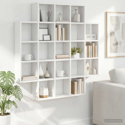 Wall Shelf White 100 x 13 x 100 cm Engineered Wood