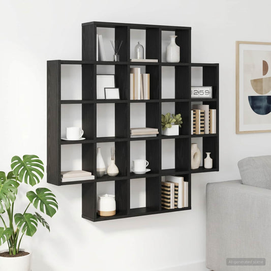 Wall Shelf Black Oak 100 x 13 x 100 cm Engineered Wood