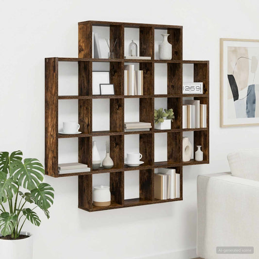 Wall Shelf Smoked Oak 100 x 13 x 100 cm Engineered Wood