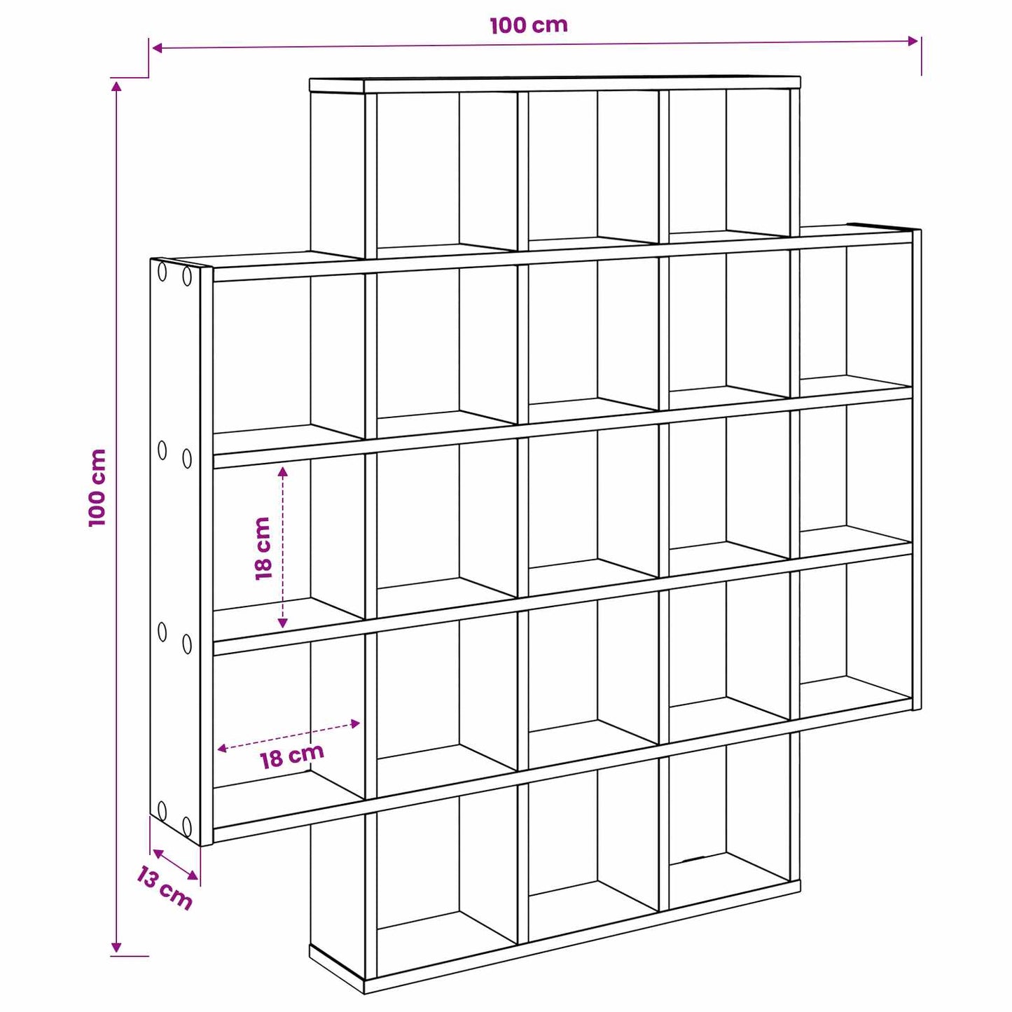 Wall Shelf Grey Sonoma 100 x 13 x 100 cm Engineered Wood