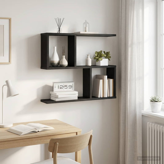 Wall Shelf Black Oak 60 x 12 x 50.5 cm Engineered Wood