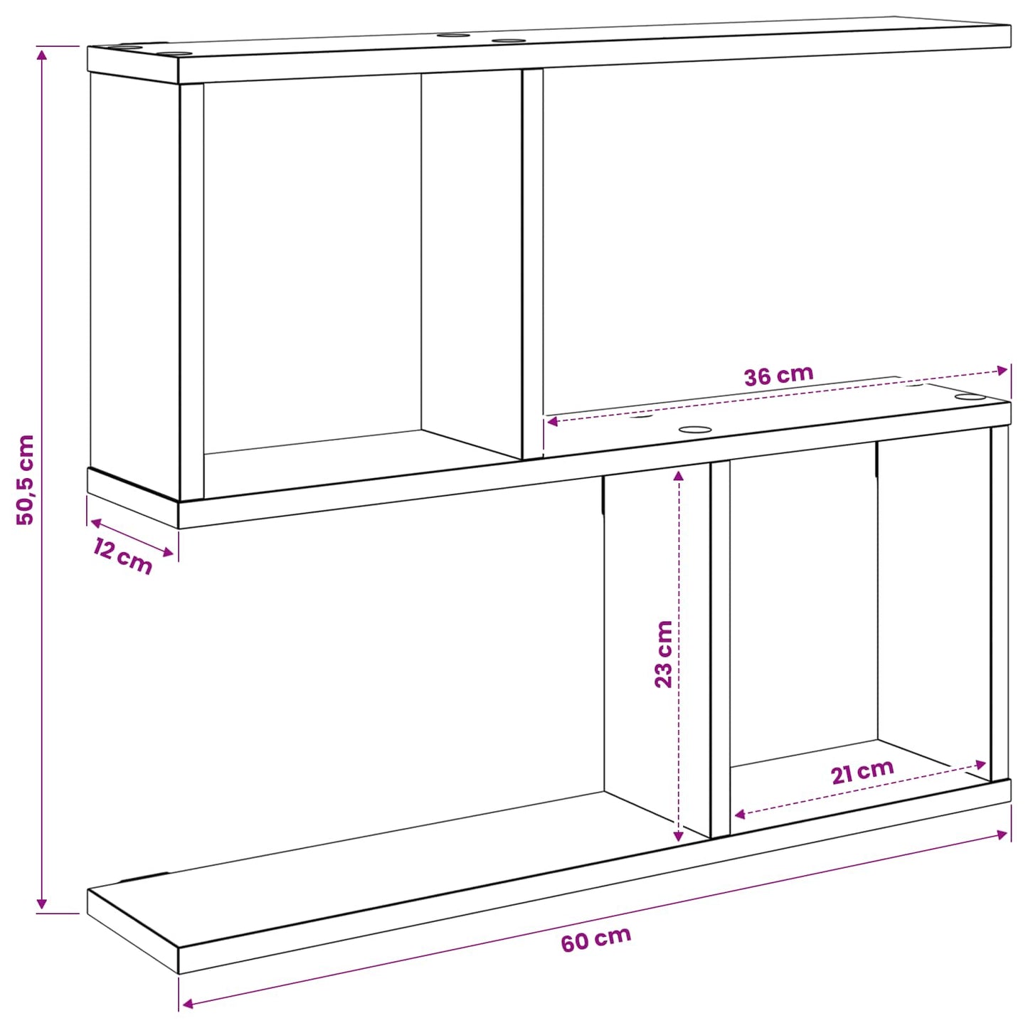 Wall Shelf Grey Sonoma 60 x 12 x 50.5 cm Engineered Wood