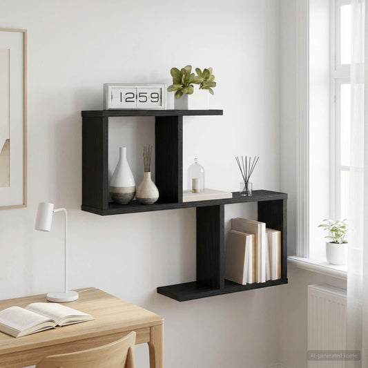 Wall Shelf Black Oak 60 x 12 x 50.5 cm Engineered Wood