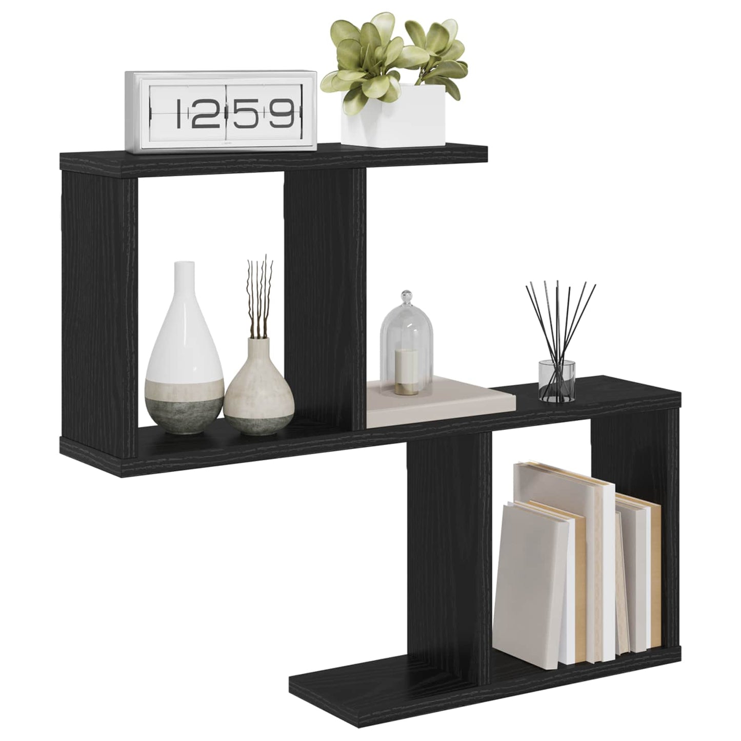 Wall Shelf Black Oak 60 x 12 x 50.5 cm Engineered Wood