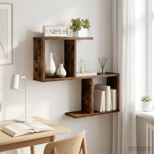 Wall Shelf Smoked Oak 60 x 12 x 50.5 cm Engineered Wood