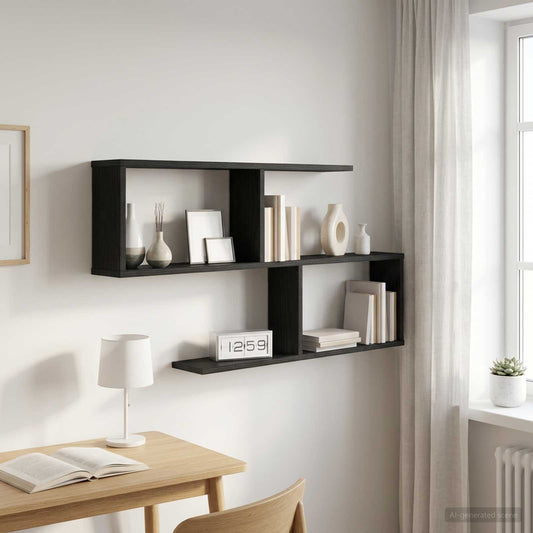 Wall Shelf Black Oak 100 x 12 x 50.5 cm Engineered Wood