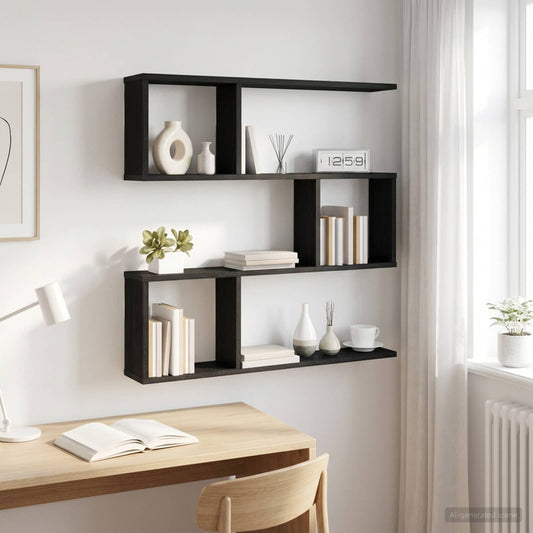 Wall Shelf Black Oak 80 x 12 x 79.5 cm Engineered Wood