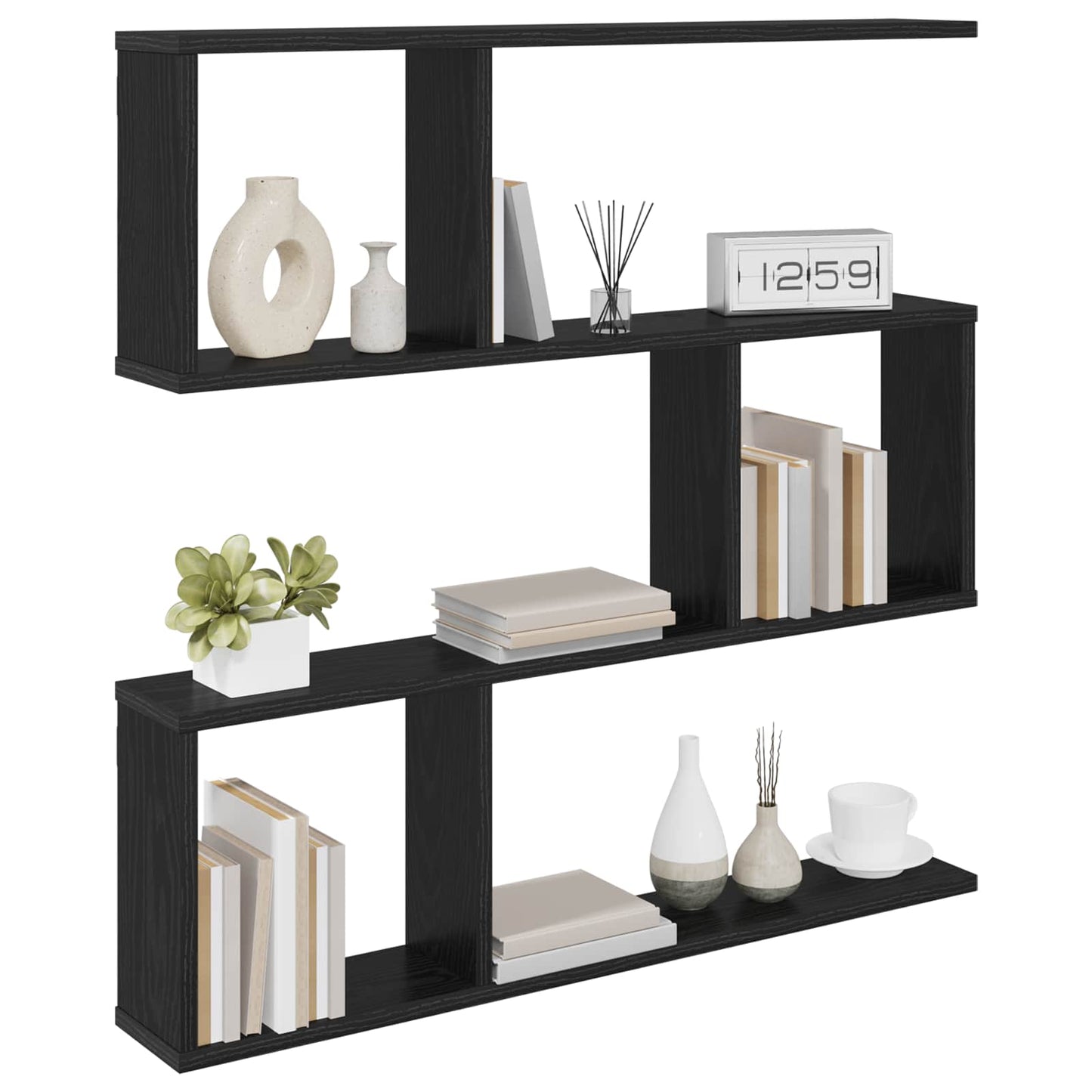 Wall Shelf Black Oak 80 x 12 x 79.5 cm Engineered Wood