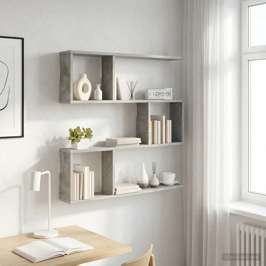Wall Shelf Concrete Grey 80 x 12 x 79.5 cm Engineered Wood