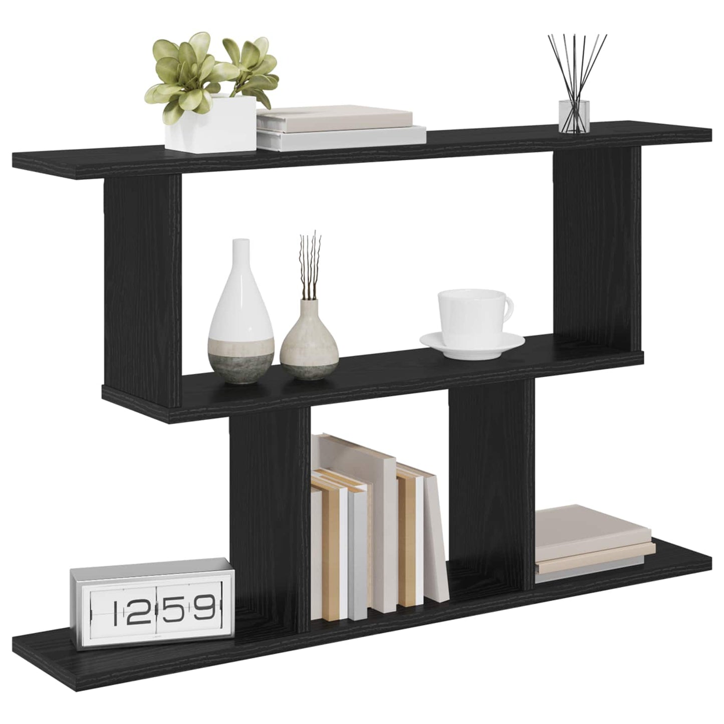 Wall Shelf Black Oak 80 x 15 x 50.5 cm Engineered Wood
