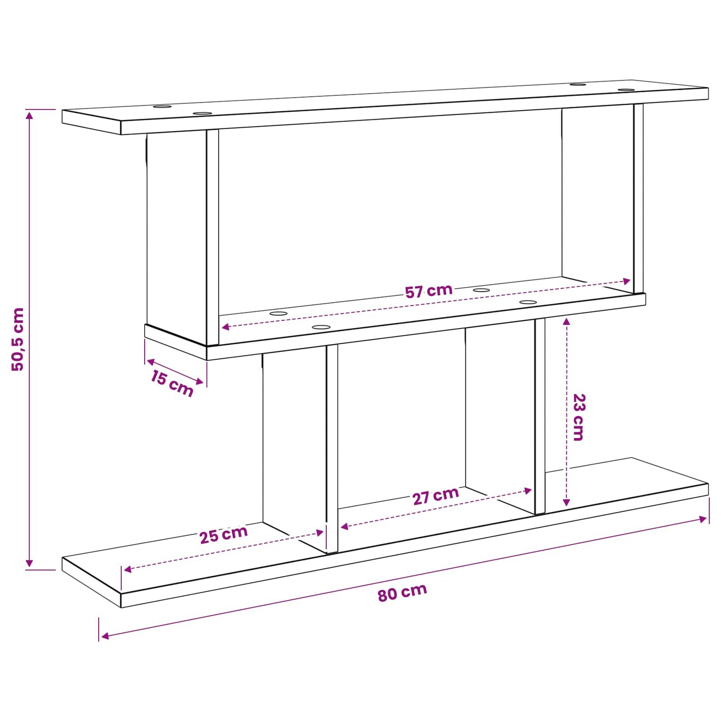 Wall Shelf Black Oak 80 x 15 x 50.5 cm Engineered Wood