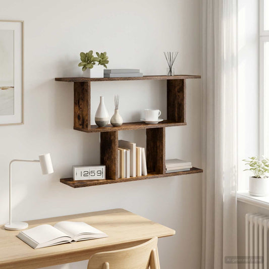 Wall Shelf Smoked Oak 80 x 15 x 50.5 cm Engineered Wood