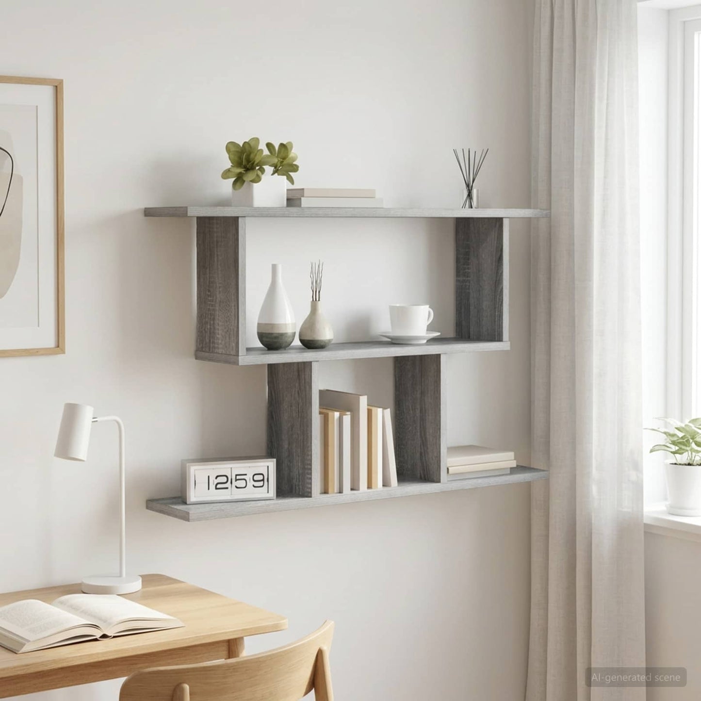 Wall Shelf Grey Sonoma 80 x 15 x 50.5 cm Engineered Wood