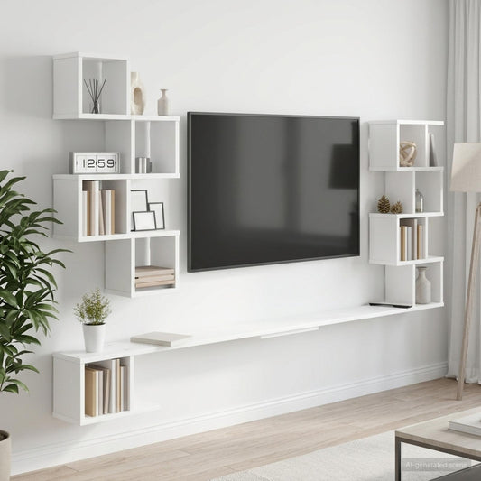 Wall-Mounted TV Shelf White 180 x 15 x 94 cm Engineered Wood