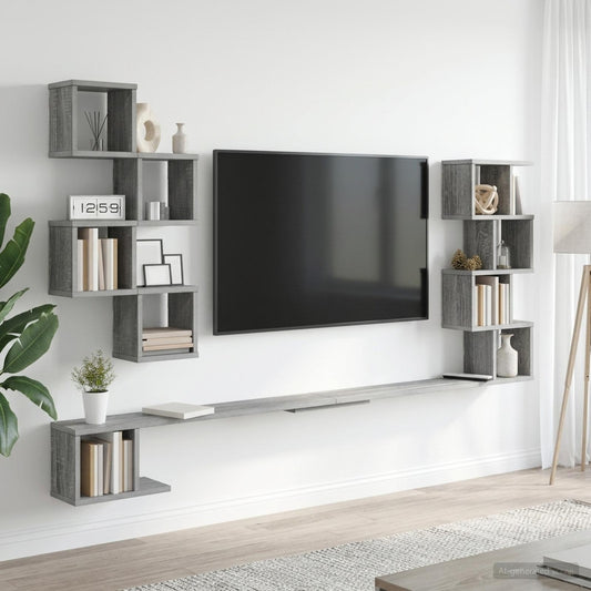 Wall-Mounted TV Shelf Grey Sonoma 180 x 15 x 94 cm