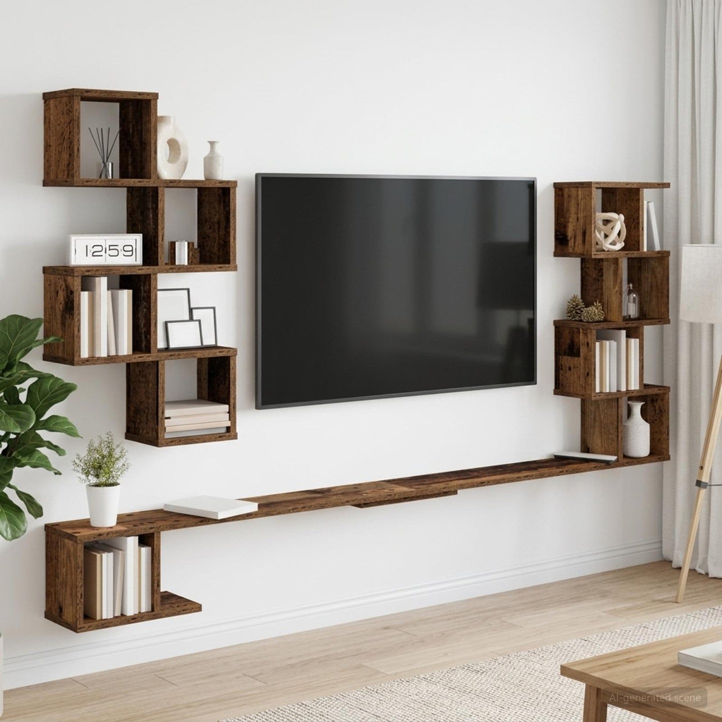 Wall-Mounted TV Shelf Old Wood 180 x 15 x 94 cm Engineered Wood