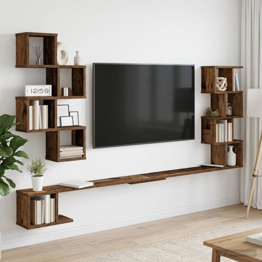 Wall-Mounted TV Shelf Old Wood 180 x 15 x 94 cm Engineered Wood