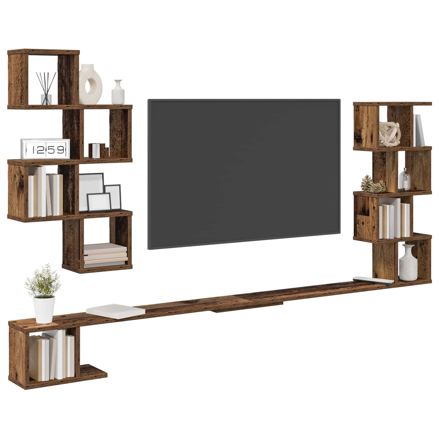 Wall-Mounted TV Shelf Old Wood 180 x 15 x 94 cm Engineered Wood