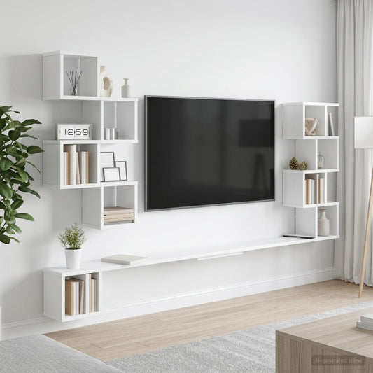 Wall-Mounted TV Shelf White 200 x 15 x 94 cm Engineered Wood