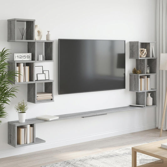 Wall-Mounted TV Shelf Grey Sonoma 200 x 15 x 94 cm