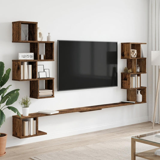Wall-Mounted TV Shelf Old Wood 200 x 15 x 94 cm Engineered Wood