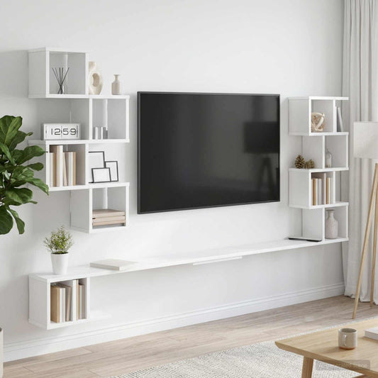 Wall-Mounted TV Shelf White 160 x 15 x 94 cm Engineered Wood