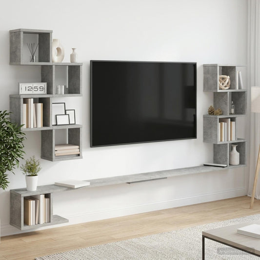 Wall-Mounted TV Shelf Concrete Grey 160 x 15 x 94 cm