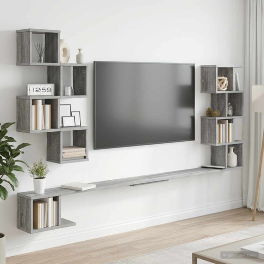 Wall-Mounted TV Shelf Grey Sonoma 160 x 15 x 94 cm