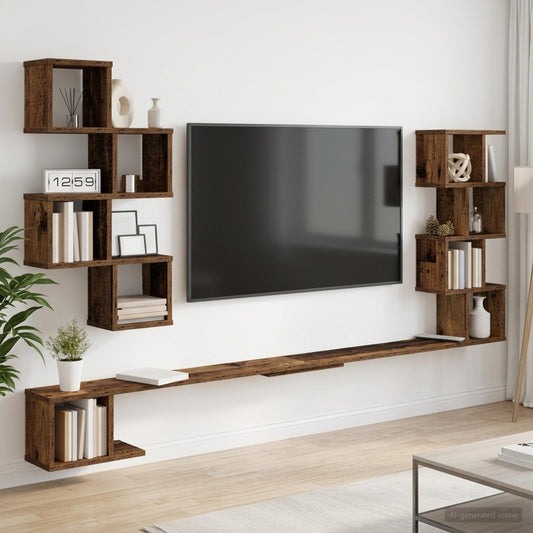 Wall-Mounted TV Shelf Old Wood 160 x 15 x 94 cm Engineered Wood