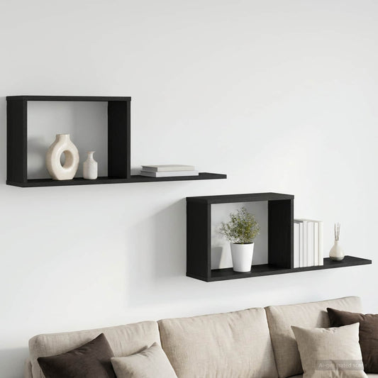 Floating Shelves 2 pcs Black Oak 80 x 15 x 30 cm