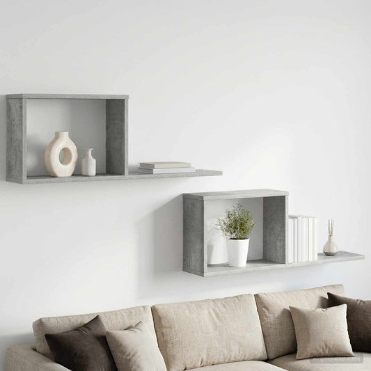 Floating Shelves 2 pcs Concrete Grey 80 x 15 x 30 cm