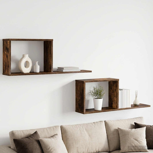 Floating Shelves 2 pcs Smoked Oak 80 x 15 x 30 cm