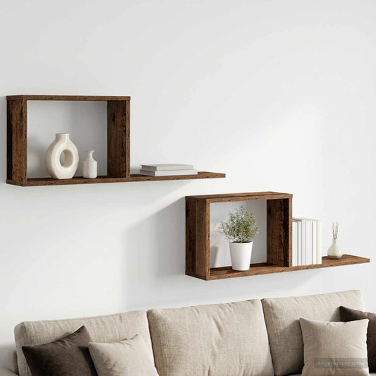 Floating Shelves 2 pcs Old Wood 80 x 15 x 30 cm Engineered Wood