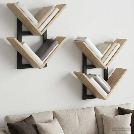 Wall Floating Shelf 2 pcs Sonoma Oak 43 x 15 x 47 cm