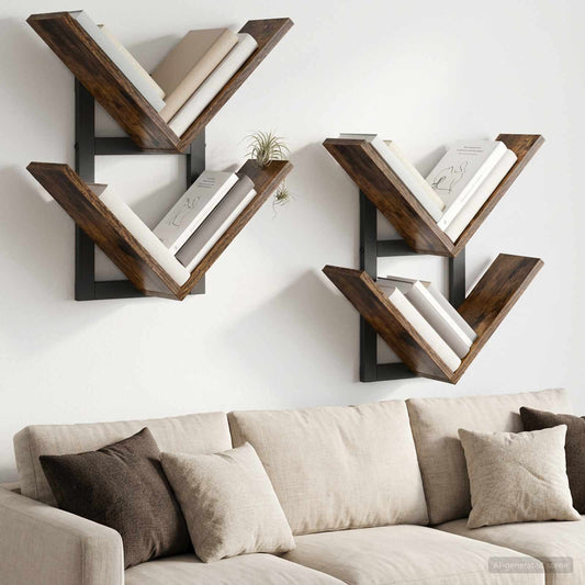 Wall Floating Shelf 2 pcs Smoked Oak 43 x 15 x 47 cm