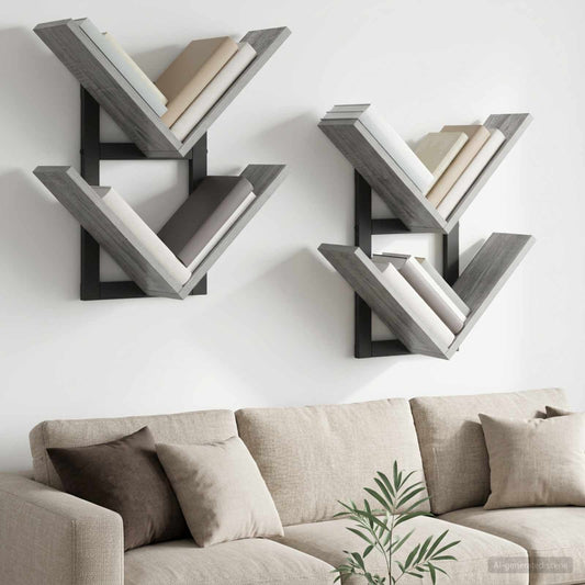 Wall Floating Shelf 2 pcs Grey Sonoma 43 x 15 x 47 cm