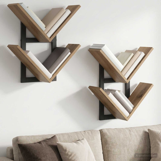 Wall Floating Shelf 2 pcs Artisan Oak 43 x 15 x 47 cm