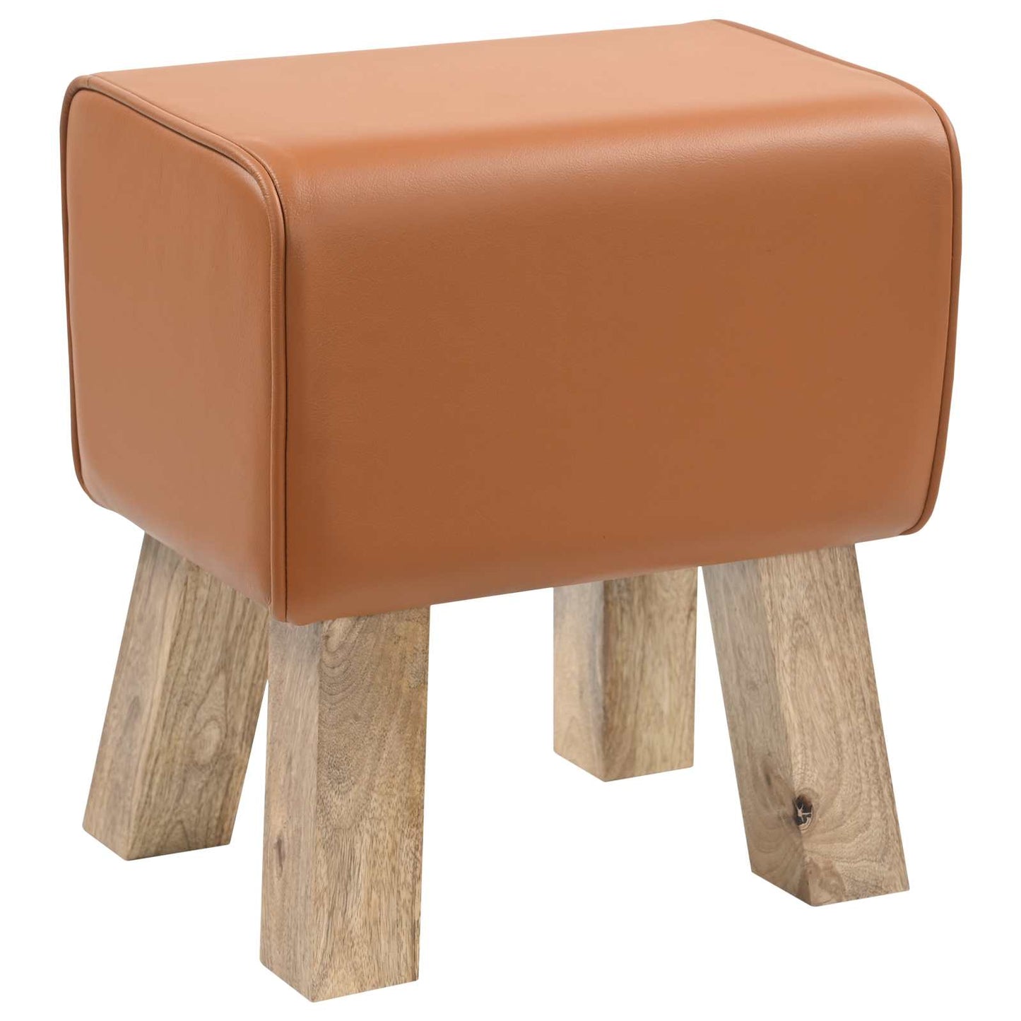 Bench 40 x 30 x 45 cm Real Leather Brown