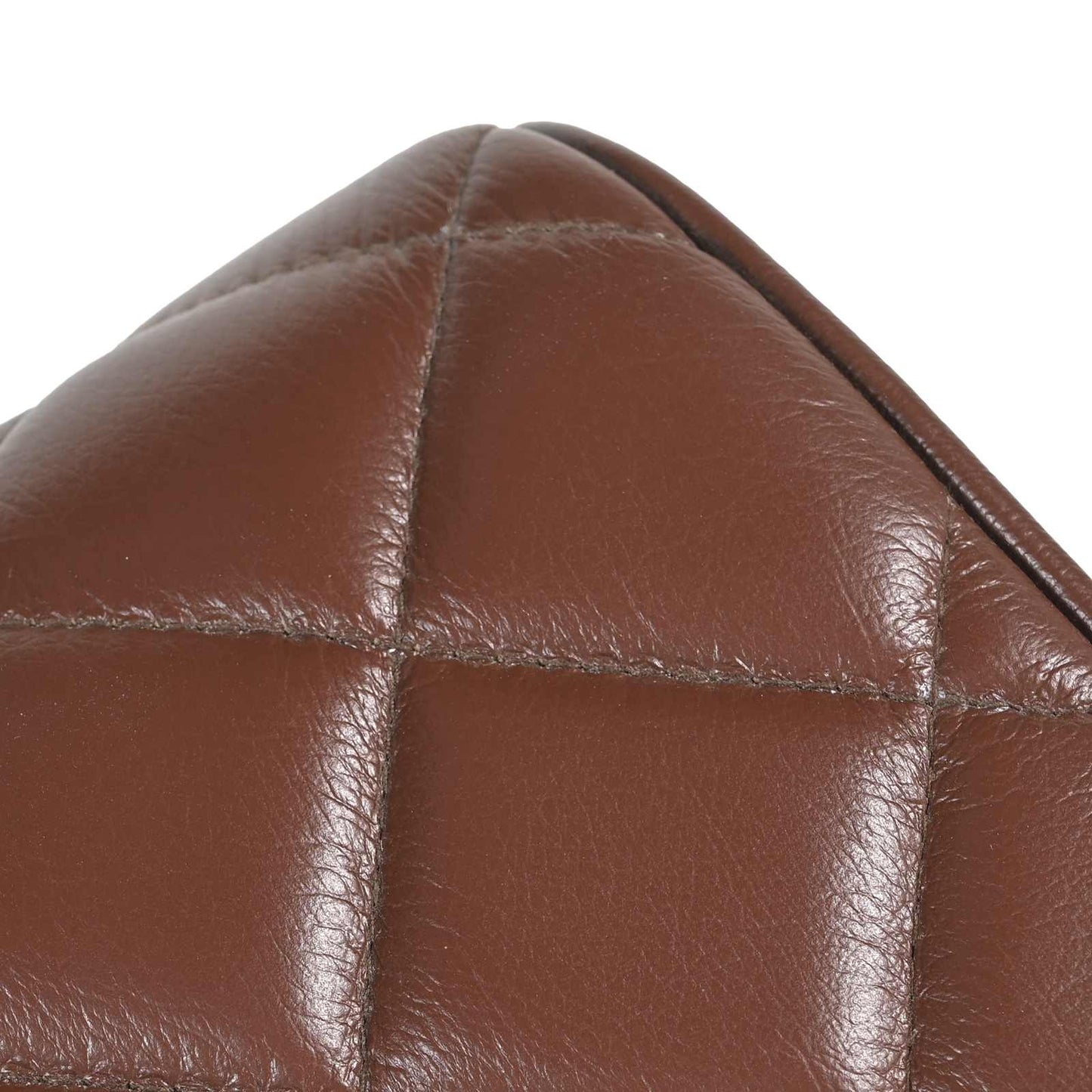 Bench 40 x 30 x 45 cm Real Leather Brown Diamond