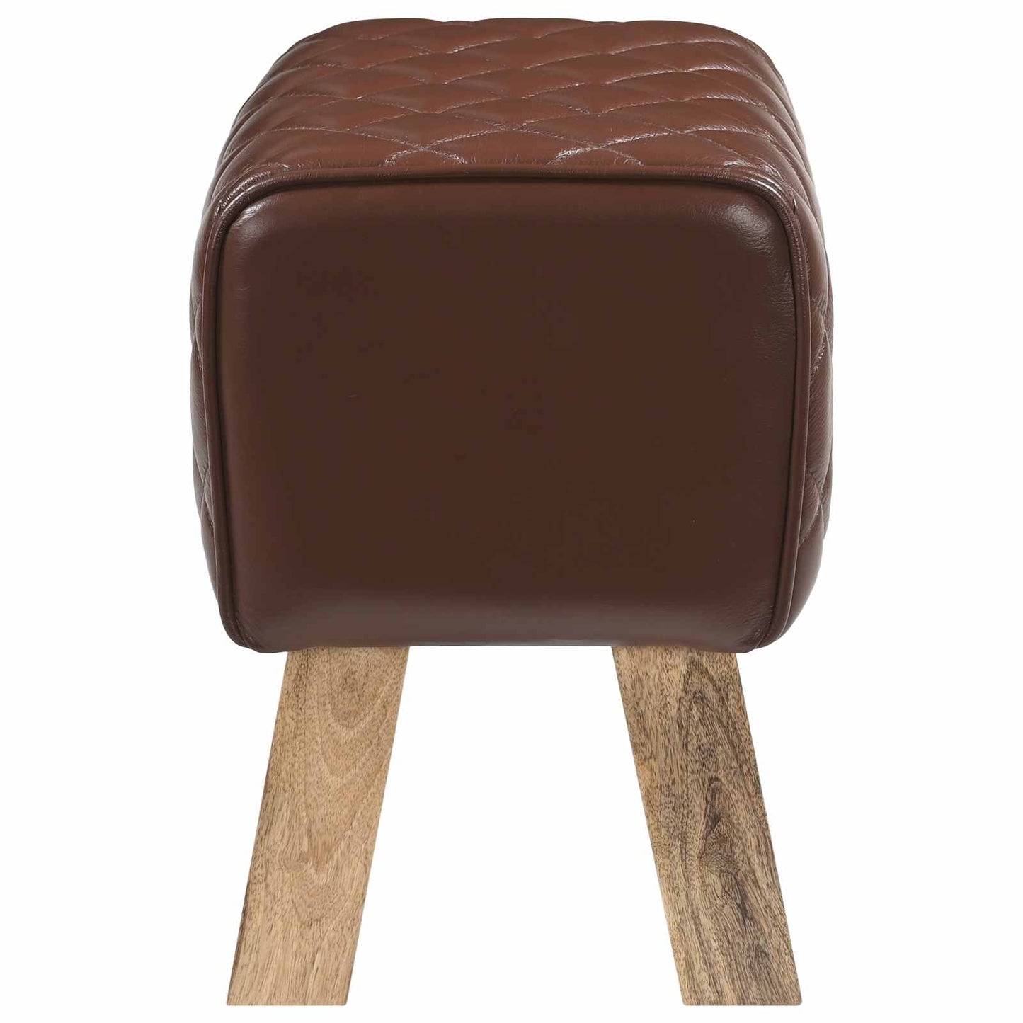 Bench 40 x 30 x 45 cm Real Leather Brown Diamond
