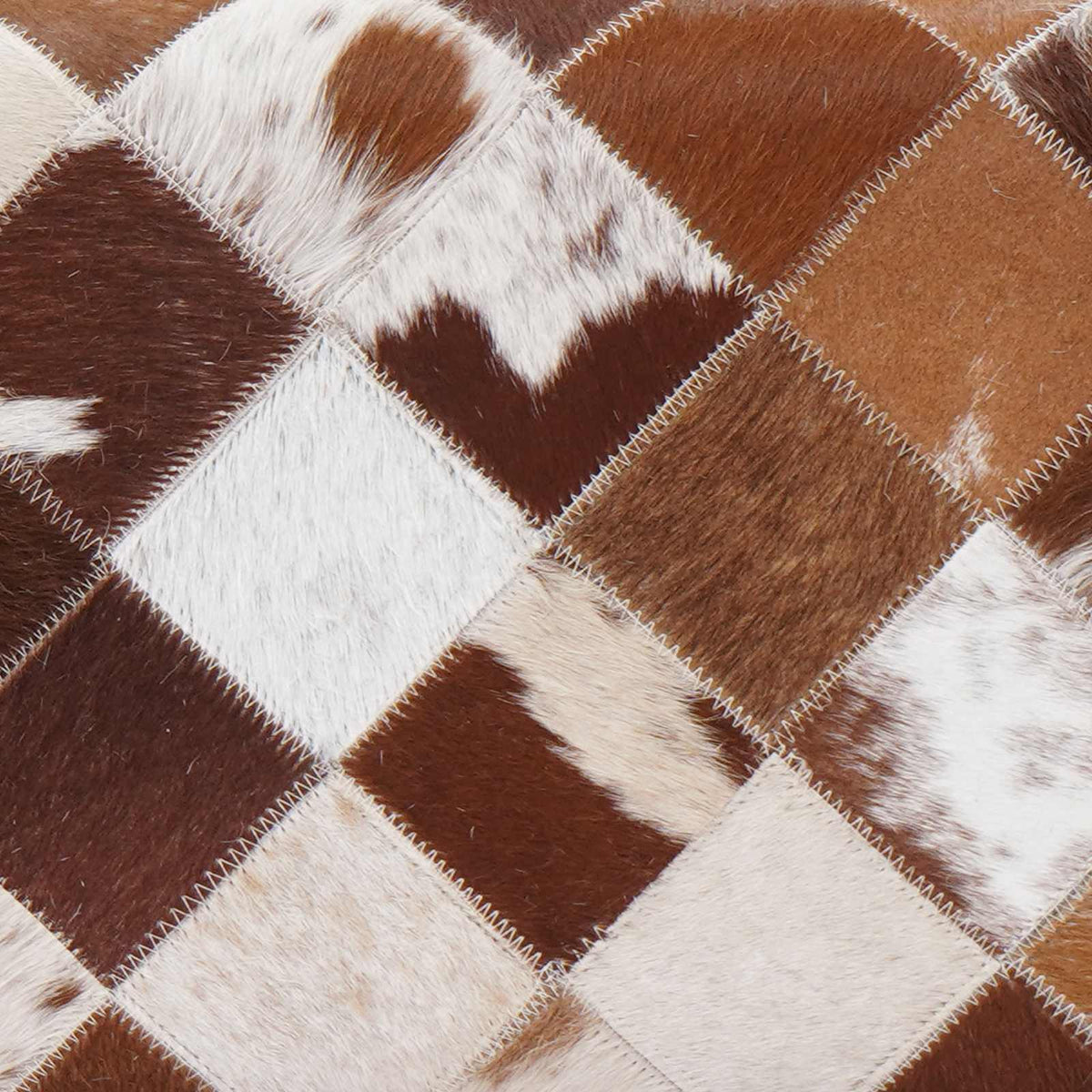 Bench 40 x 30 x 45 cm Real Leather Brown Patchwork