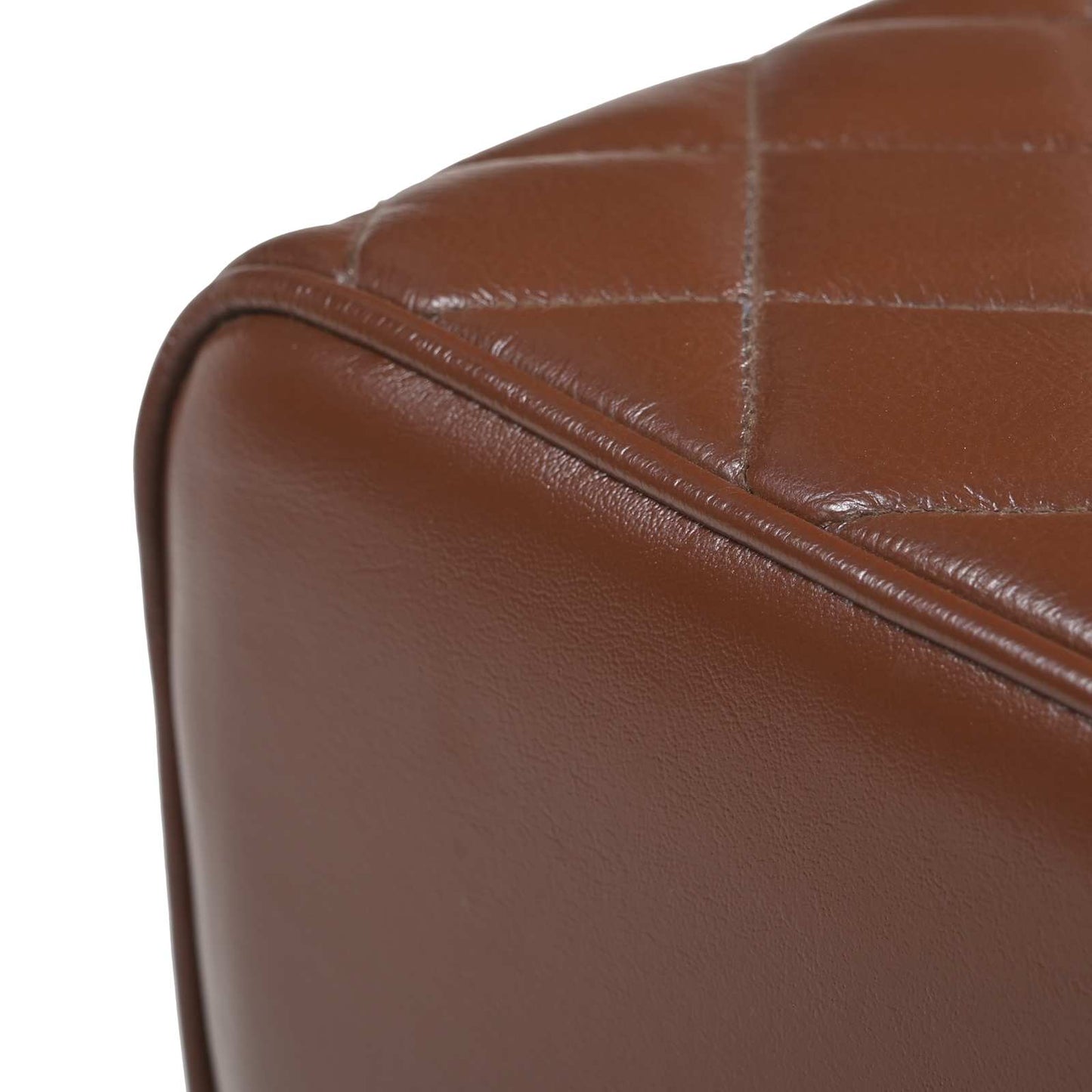 Bench 60 x 30 x 45 cm Real Leather Brown Diamond