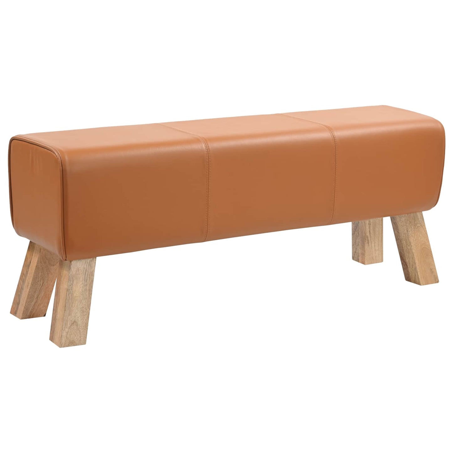 Bench 110 x 30 x 45 cm Real Leather Brown