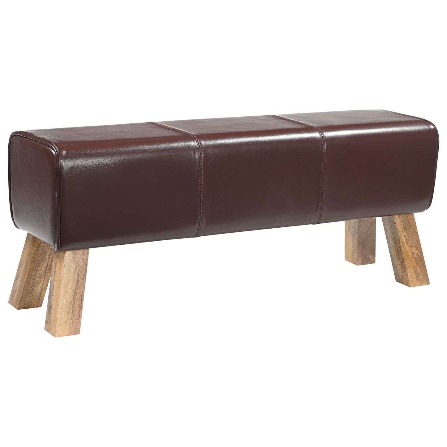 Bench 110 x 30 x 45 cm Real Leather Dark Brown