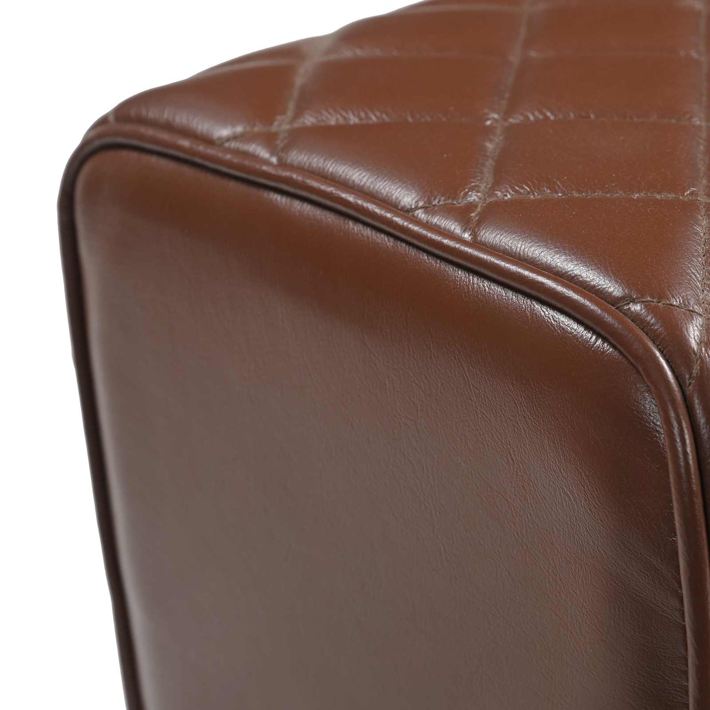 Bench 110 x 30 x 45 cm Real Leather Brown Diamond