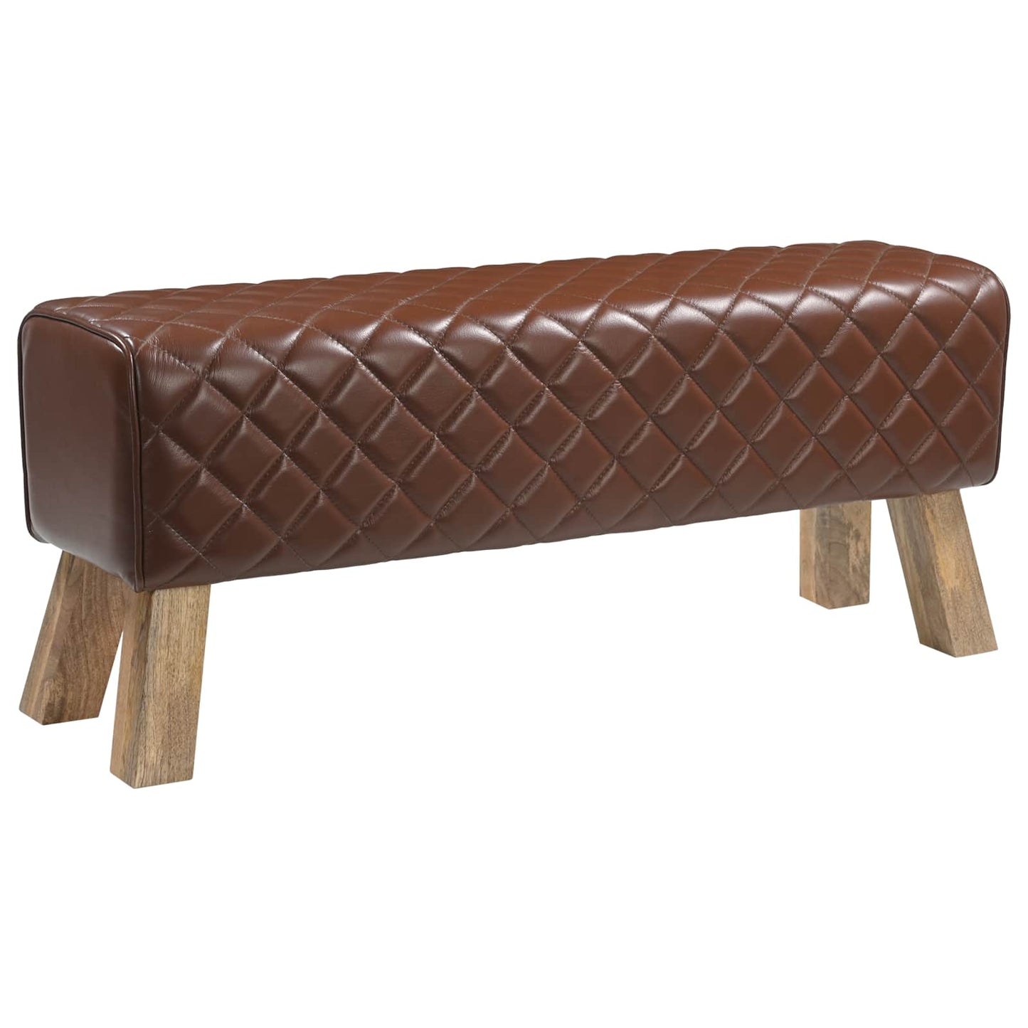 Bench 110 x 30 x 45 cm Real Leather Brown Diamond
