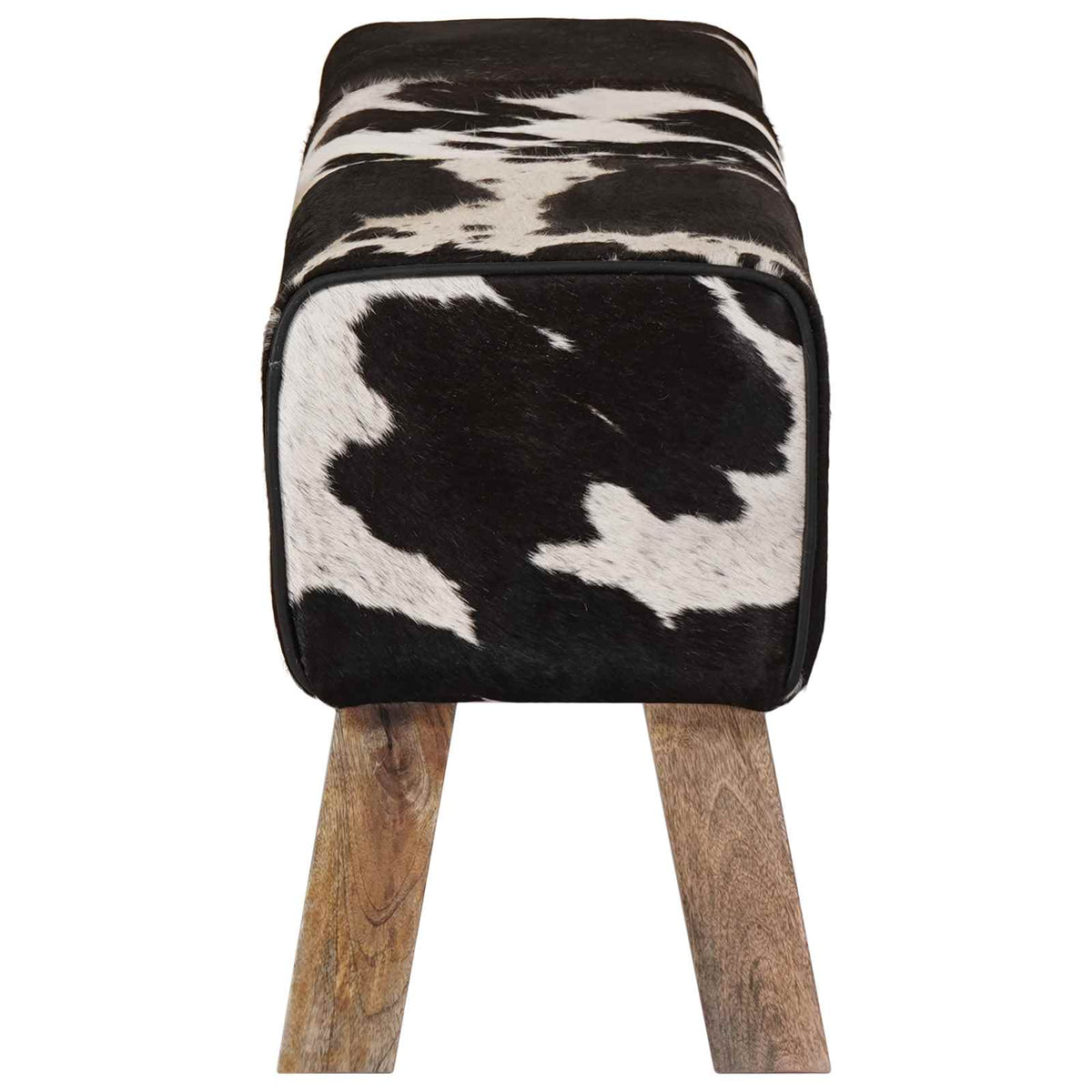 Bench 110 x 30 x 45 cm Real Leather Black and White