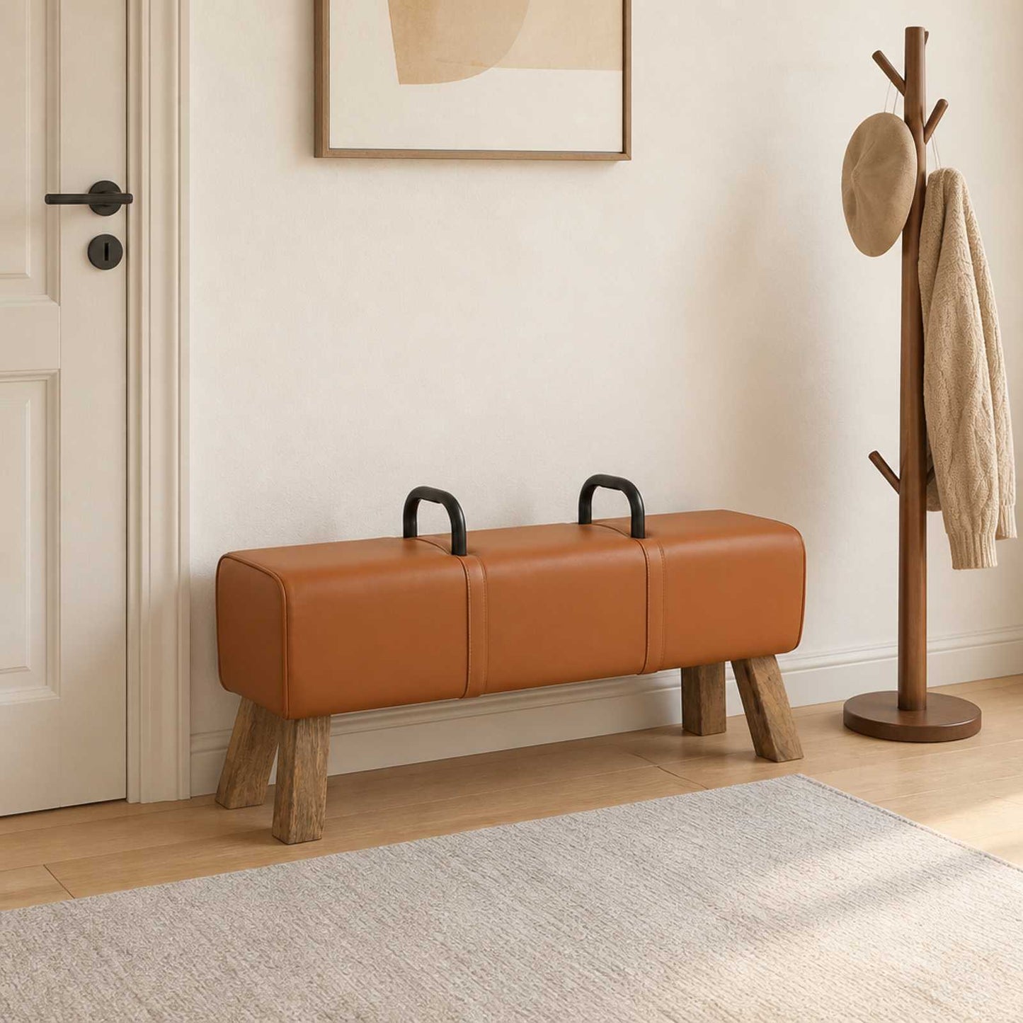 Bench Brown 110 x 30 x 45 cm Real Leather