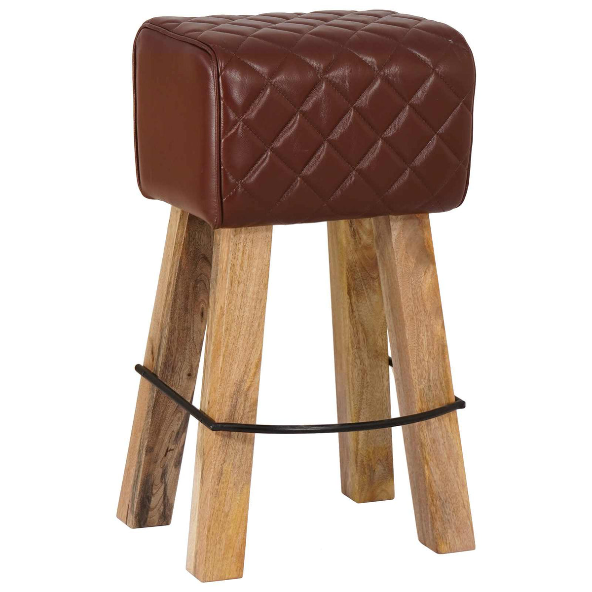 Bar Stool 2 pcs Brown Diamond 44 x 33 x 74 cm Real Leather