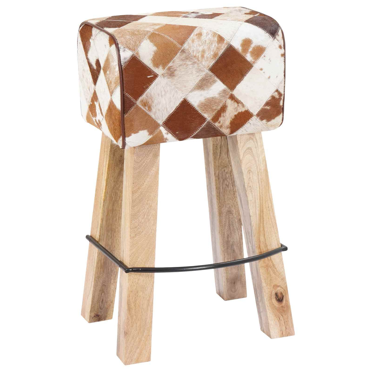 Bar Stool 2 pcs Brown Patchwork 44 x 33 x 74 cm Real Leather
